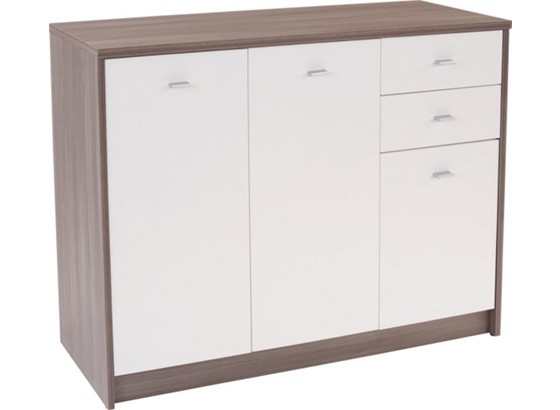 Komoda 4-you Yuk05 - bílá/tmavě hnědá, Moderní, dřevěný materiál (109,1/85,4/34,6cm) Komoda 4-you Yuk05 - bílá/tmavě hnědá, Moderní, dřevěný materiál (109,1/85,4/34,6cm)