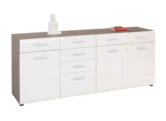 Komoda Avensis - biela/tmavohnedá, Moderný, drevo (200/82,6/43,1cm) Komoda Avensis - biela/tmavohnedá, Moderný, drevo (200/82,6/43,1cm)