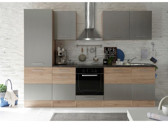 Kuchynská Linka Welcome 7 Inox - farby dubu/hliníkové farby, Moderný, drevený materiál (280/211/60cm) Kuchynská Linka Welcome 7 Inox - farby dubu/hliníkové farby, Moderný, drevený materiál (280/211/60cm)