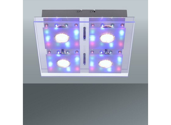 Led Stropná Lampa Stefan - farby niklu, Moderný, kov/sklo (30/30/7,3cm) Led Stropná Lampa Stefan - farby niklu, Moderný, kov/sklo (30/30/7,3cm)