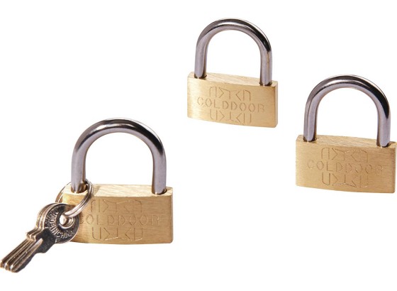 Vorhängeschlossset 3-teilig - Silberfarben/Goldfarben, KONVENTIONELL, Metall (4cm) Vorhängeschlossset 3-teilig - Silberfarben/Goldfarben, KONVENTIONELL, Metall (4cm)