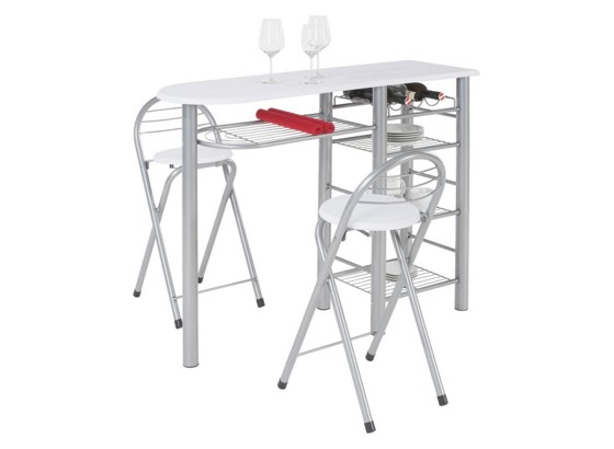 Bar Barski Stol I 2 Stolice - bijela/boje srebra, Konvencionalno, staklo/drvni materijal (120/88/40cm) Bar Barski Stol I 2 Stolice - bijela/boje srebra, Konvencionalno, staklo/drvni materijal (120/88/40cm)