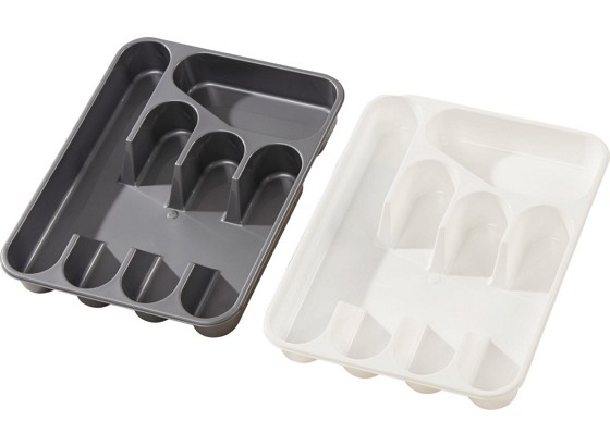 Besteckbox Heidrun - Silberfarben/Weiß, KONVENTIONELL, Kunststoff (35/26/4,5cm) - OMBRA Besteckbox Heidrun - Silberfarben/Weiß, KONVENTIONELL, Kunststoff (35/26/4,5cm) - OMBRA