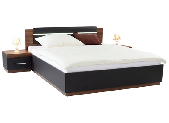 Bettanlage Dandy - Nussbaumfarben/Schwarz, MODERN, Holzwerkstoff/Kunststoff (184/85/202cm) - OMBRA Bettanlage Dandy - Nussbaumfarben/Schwarz, MODERN, Holzwerkstoff/Kunststoff (184/85/202cm) - OMBRA
