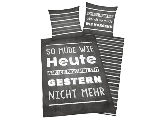 Bettwäsche Sprüche Müde - Multicolor, ROMANTIK / LANDHAUS, Textil Bettwäsche Sprüche Müde - Multicolor, ROMANTIK / LANDHAUS, Textil