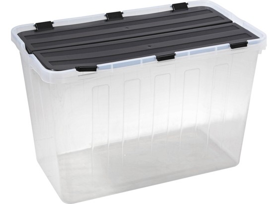 Box mit Deckel Flipper, 60 Liter - Transparent/Schwarz, KONVENTIONELL, Kunststoff (59/34/38cm) - PLAST 1 Box mit Deckel Flipper, 60 Liter - Transparent/Schwarz, KONVENTIONELL, Kunststoff (59/34/38cm) - PLAST 1