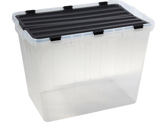 Box mit Deckel Flipper, 80 Liter - Transparent/Schwarz, KONVENTIONELL, Kunststoff (58/39/43cm) - PLAST 1 Box mit Deckel Flipper, 80 Liter - Transparent/Schwarz, KONVENTIONELL, Kunststoff (58/39/43cm) - PLAST 1