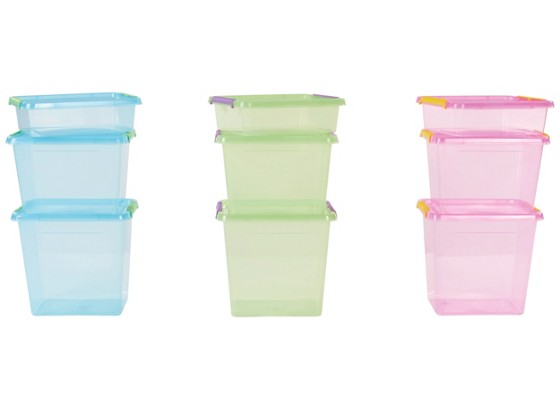 Boxenset mit Clickdeckel 3er Set - Blau/Rosa, KONVENTIONELL, Kunststoff (40/30/41cm) - PLAST 1 Boxenset mit Clickdeckel 3er Set - Blau/Rosa, KONVENTIONELL, Kunststoff (40/30/41cm) - PLAST 1