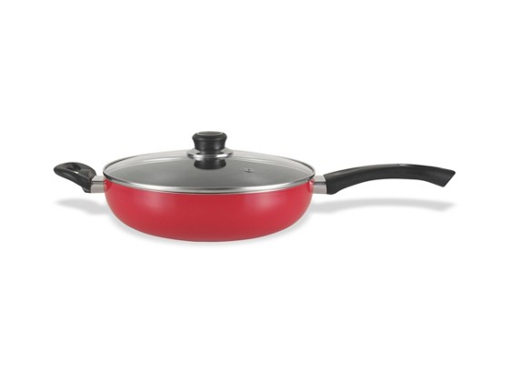 Bratpfanne Gertrud - Rot/Schwarz, KONVENTIONELL, Glas/Metall (28/7cm) - OMBRA Bratpfanne Gertrud - Rot/Schwarz, KONVENTIONELL, Glas/Metall (28/7cm) - OMBRA