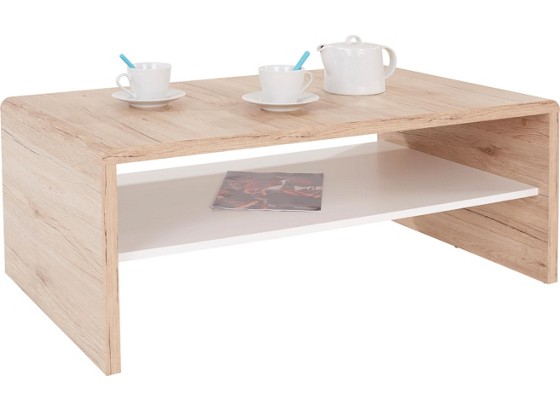 Dohányzóasztal Cala Luna - tölgy színű/fehér, modern, faanyagok (100/40/59cm) Dohányzóasztal Cala Luna - tölgy színű/fehér, modern, faanyagok (100/40/59cm)