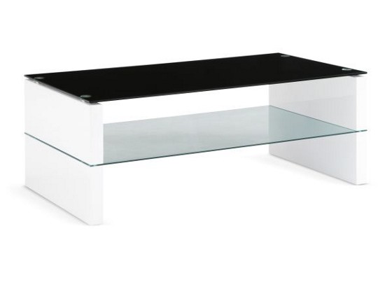 Dohányzóasztal Magasfényű - fehér, modern, üveg/fa (110/60/42cm) Dohányzóasztal Magasfényű - fehér, modern, üveg/fa (110/60/42cm)