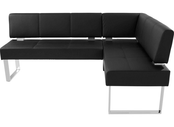 Eckbank Rab - Schwarz, MODERN, Leder/Metall (200/160cm) - OMBRA Eckbank Rab - Schwarz, MODERN, Leder/Metall (200/160cm) - OMBRA