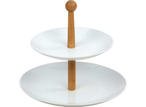 Etagere Justina - Naturfarben/Weiß, KONVENTIONELL, Holz/Keramik (27, 20/26cm) - JAMES WOOD Etagere Justina - Naturfarben/Weiß, KONVENTIONELL, Holz/Keramik (27, 20/26cm) - JAMES WOOD