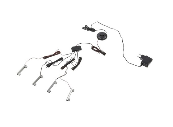 Glasbodenbeleuchtungs-Set Universal, 4-fach - Alufarben, MODERN, Kunststoff/Metall Glasbodenbeleuchtungs-Set Universal, 4-fach - Alufarben, MODERN, Kunststoff/Metall