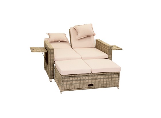 Greemotion Multifunktions- Loungesofa Bahia Twin - Sandfarben/Grau, KONVENTIONELL, Kunststoff/Metall (121/84/180cm) - GREEMOTION Greemotion Multifunktions- Loungesofa Bahia Twin - Sandfarben/Grau, KONVENTIONELL, Kunststoff/Metall (121/84/180cm) - GREEMOTION