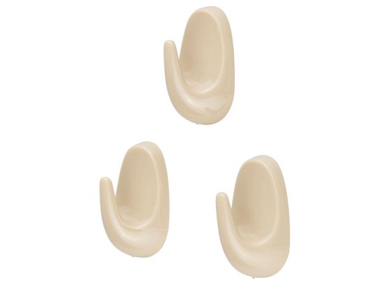 Haken 3 Stück - Beige/Weiß, KONVENTIONELL, Kunststoff (4.2cm) Haken 3 Stück - Beige/Weiß, KONVENTIONELL, Kunststoff (4.2cm)