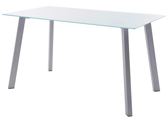 Jídelní Stůl Zuri - bílá/barvy stříbra, Moderní, kov/sklo (140/75/80cm) Jídelní Stůl Zuri - bílá/barvy stříbra, Moderní, kov/sklo (140/75/80cm)