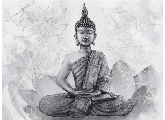 Kép Buddha - fekete/fehér, konvencionális, textil (120/90cm) Kép Buddha - fekete/fehér, konvencionális, textil (120/90cm)