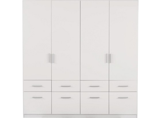 Kleiderschrank Celle, 4-türig - Weiß, MODERN, Holz (181/197/54cm) Kleiderschrank Celle, 4-türig - Weiß, MODERN, Holz (181/197/54cm)