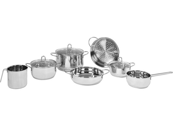 Kochtopfset Janis - Klar/Edelstahlfarben, Glas/Metall - OMBRA Kochtopfset Janis - Klar/Edelstahlfarben, Glas/Metall - OMBRA
