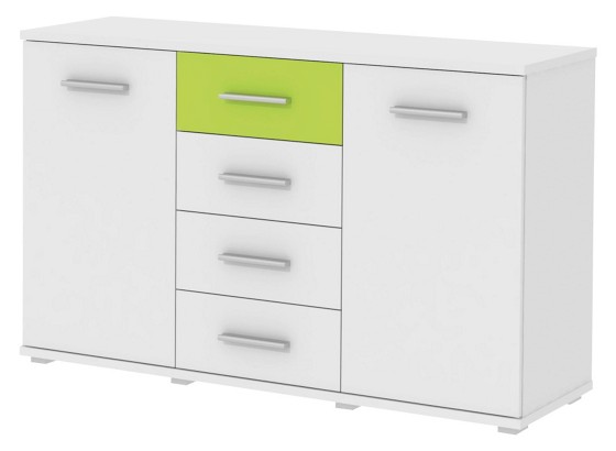 Kommode Pauli 03 - Weiß/Grün, MODERN, Holz (134.7/83.5/40cm) Kommode Pauli 03 - Weiß/Grün, MODERN, Holz (134.7/83.5/40cm)