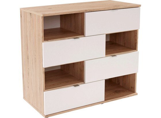 Kommode Zeta - Eichefarben/Alufarben, MODERN, Holzwerkstoff (100/80/40cm) Kommode Zeta - Eichefarben/Alufarben, MODERN, Holzwerkstoff (100/80/40cm)