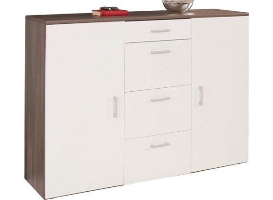 Komód Paul - sötétbarna/fehér, modern, fa (160/116/42cm) Komód Paul - sötétbarna/fehér, modern, fa (160/116/42cm)