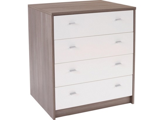 Komoda 4-you Yuk06 - biela/tmavohnedá, Moderný, drevený materiál (74/85,4/44,3cm) Komoda 4-you Yuk06 - biela/tmavohnedá, Moderný, drevený materiál (74/85,4/44,3cm)