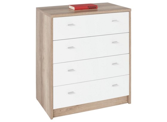 Komoda 4-you Yuk06 - farby dubu/biela, Moderný, drevený materiál (74/85.4/44.5cm) Komoda 4-you Yuk06 - farby dubu/biela, Moderný, drevený materiál (74/85.4/44.5cm)