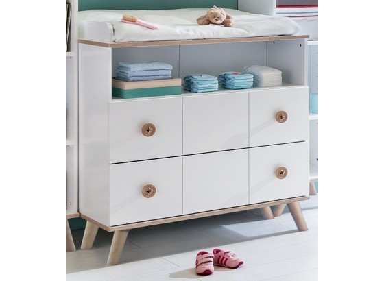 Komoda Billund - farby dubu/biela, Moderný, drevený materiál/drevo (91/93/75cm) - MODERN LIVING Komoda Billund - farby dubu/biela, Moderný, drevený materiál/drevo (91/93/75cm) - MODERN LIVING