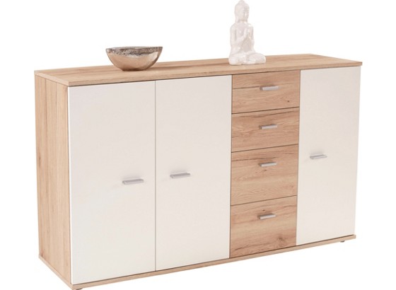 Komoda Graz Xr05 - farby dubu/biela, Moderný, drevený materiál (155/82,4/35,5cm) Komoda Graz Xr05 - farby dubu/biela, Moderný, drevený materiál (155/82,4/35,5cm)