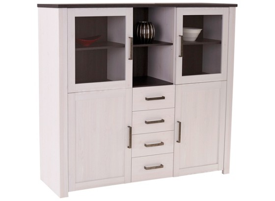 Komoda Highboard Provence Pvv16m - bílá/čiré, Lifestyle, dřevěný materiál/sklo (168/143/42cm) - JAMES WOOD Komoda Highboard Provence Pvv16m - bílá/čiré, Lifestyle, dřevěný materiál/sklo (168/143/42cm) - JAMES WOOD