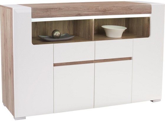 Komoda Highboard Toronto - bílá/barvy dubu, Moderní, dřevěný materiál (190/106,9/42,2cm) - OMBRA Komoda Highboard Toronto - bílá/barvy dubu, Moderní, dřevěný materiál (190/106,9/42,2cm) - OMBRA