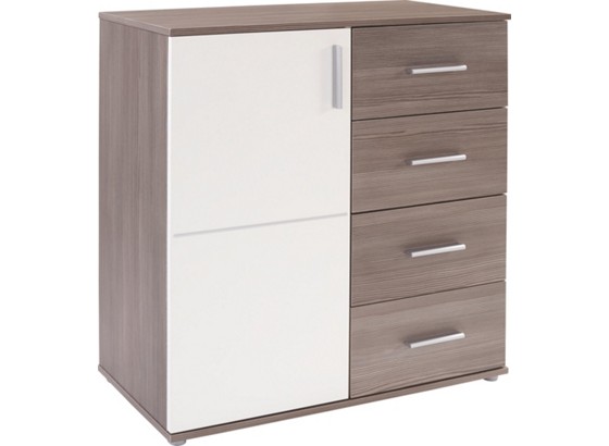 Komoda Ina 02 - biela/tmavohnedá, Moderný, drevený materiál (88,2/95,1/38,6cm) Komoda Ina 02 - biela/tmavohnedá, Moderný, drevený materiál (88,2/95,1/38,6cm)