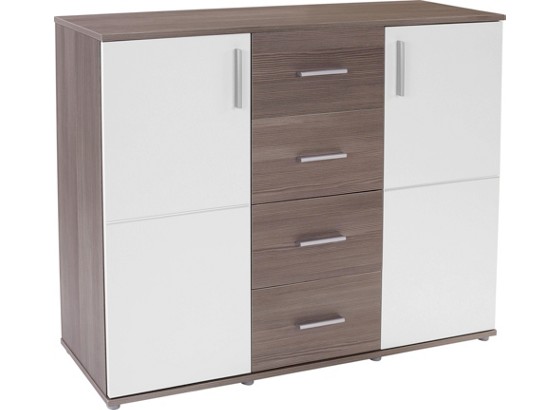 Komoda Ina 03 - bílá/tmavě hnědá, Moderní, dřevěný materiál (132,2/95,1/38,6cm) Komoda Ina 03 - bílá/tmavě hnědá, Moderní, dřevěný materiál (132,2/95,1/38,6cm)