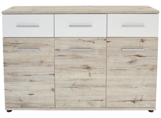 Komoda Julia - bílá/barvy dubu, Konvenční, dřevěný materiál (135/91/40cm) Komoda Julia - bílá/barvy dubu, Konvenční, dřevěný materiál (135/91/40cm)