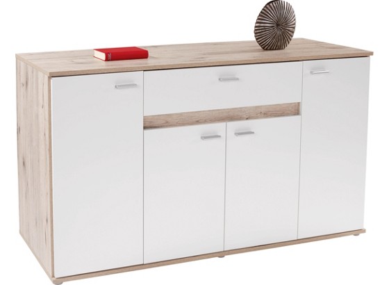 Komoda Linz 01 - bílá/barvy dubu, Moderní, dřevěný materiál (160/79,9/50cm) Komoda Linz 01 - bílá/barvy dubu, Moderní, dřevěný materiál (160/79,9/50cm)
