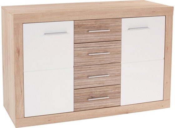 Komoda Malta - bílá/barvy dubu, Moderní, dřevěný materiál (137,5/86/39,9cm) Komoda Malta - bílá/barvy dubu, Moderní, dřevěný materiál (137,5/86/39,9cm)
