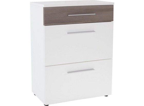 Komoda Monza - bílá/tmavě hnědá, Moderní, dřevěný materiál (80/94/36cm) Komoda Monza - bílá/tmavě hnědá, Moderní, dřevěný materiál (80/94/36cm)