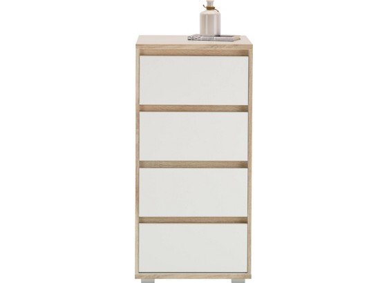 Komoda Pluto - biela/dub sonoma, Moderný, drevený materiál (50/103/48cm) Komoda Pluto - biela/dub sonoma, Moderný, drevený materiál (50/103/48cm)