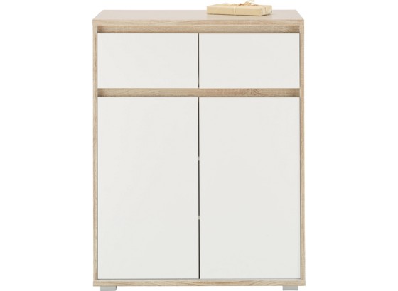 Komoda Pluto - biela/dub sonoma, Moderný, drevený materiál (80/103/48cm) Komoda Pluto - biela/dub sonoma, Moderný, drevený materiál (80/103/48cm)