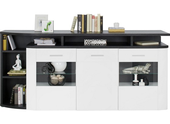 Komoda Sideboard Antes - bílá/barvy dubu, Moderní, kov/dřevěný materiál (204,5/94,9/46,2cm) - premium living Komoda Sideboard Antes - bílá/barvy dubu, Moderní, kov/dřevěný materiál (204,5/94,9/46,2cm) - premium living
