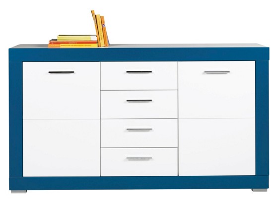 Komoda Sideboard Derby - bílá/tyrkysová, Moderní, dřevěný materiál (155/90/40,5cm) Komoda Sideboard Derby - bílá/tyrkysová, Moderní, dřevěný materiál (155/90/40,5cm)