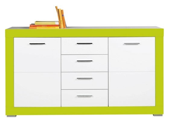 Komoda Sideboard Derby - bílá/zelená, Moderní, dřevěný materiál (155/90/40,5cm) Komoda Sideboard Derby - bílá/zelená, Moderní, dřevěný materiál (155/90/40,5cm)