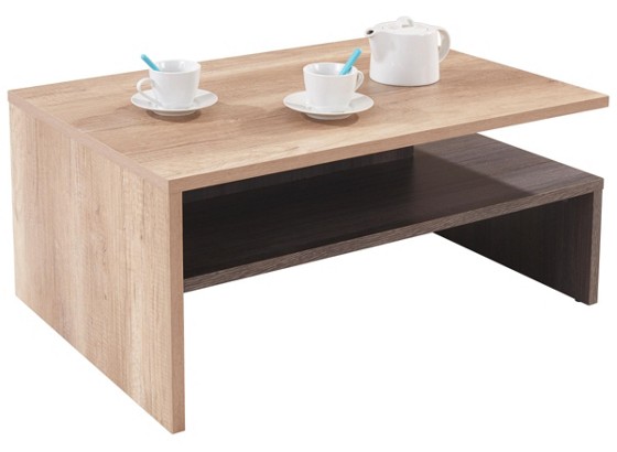 Konferenčný Stolík Laura - farby dubu/biela, Moderný, drevený materiál (90/42/60cm) Konferenčný Stolík Laura - farby dubu/biela, Moderný, drevený materiál (90/42/60cm)