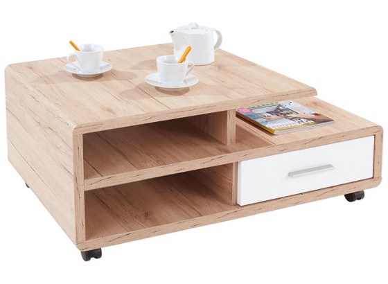 Konferenčný Stolík Miami - farby dubu/biela, Moderný, drevo (100/41,1/60cm) Konferenčný Stolík Miami - farby dubu/biela, Moderný, drevo (100/41,1/60cm)