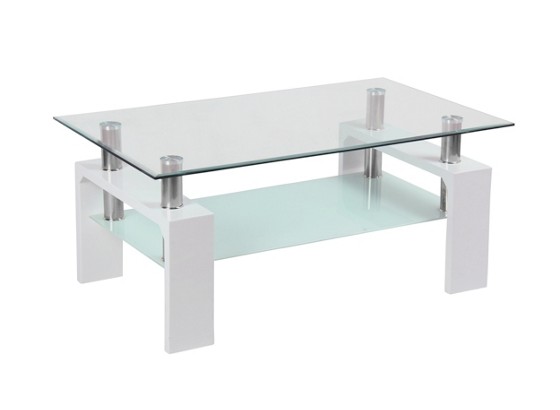 Konferenčný Stolík Silvia - biela/číre, Moderný, drevený materiál/sklo (100/45/60cm) Konferenčný Stolík Silvia - biela/číre, Moderný, drevený materiál/sklo (100/45/60cm)
