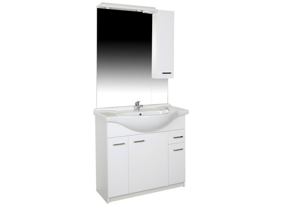 Koupelna Fiola - bílá, Konvenční, dřevěný materiál/keramika (86,5/192/49cm) Koupelna Fiola - bílá, Konvenční, dřevěný materiál/keramika (86,5/192/49cm)