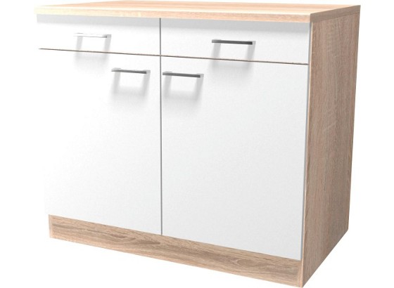 Kuchyňská Spodní Skříňka Samoa Us 100 - bílá/barvy dubu, Konvenční, dřevěný materiál (100/85/57cm) Kuchyňská Spodní Skříňka Samoa Us 100 - bílá/barvy dubu, Konvenční, dřevěný materiál (100/85/57cm)