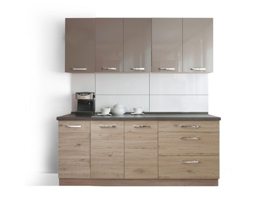 Kuchyňský Blok Emma 2mb - barvy dubu/béžová, Moderní, dřevěný materiál (200cm) Kuchyňský Blok Emma 2mb - barvy dubu/béžová, Moderní, dřevěný materiál (200cm)